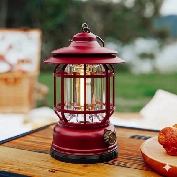Vintage Rechargeable LED Lantern Red Color