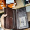 3 Chocolate Color Long Leather Wallet