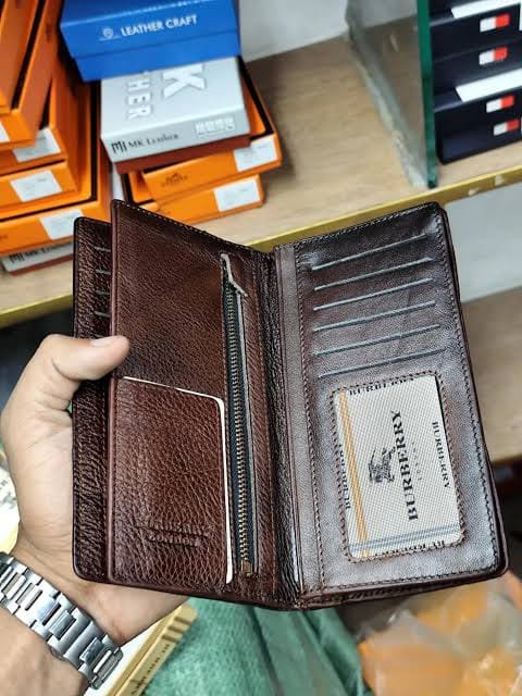 3 Chocolate Color Long Leather Wallet