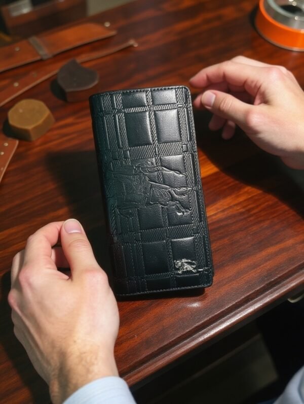 3 Black Color Long Leather Wallet